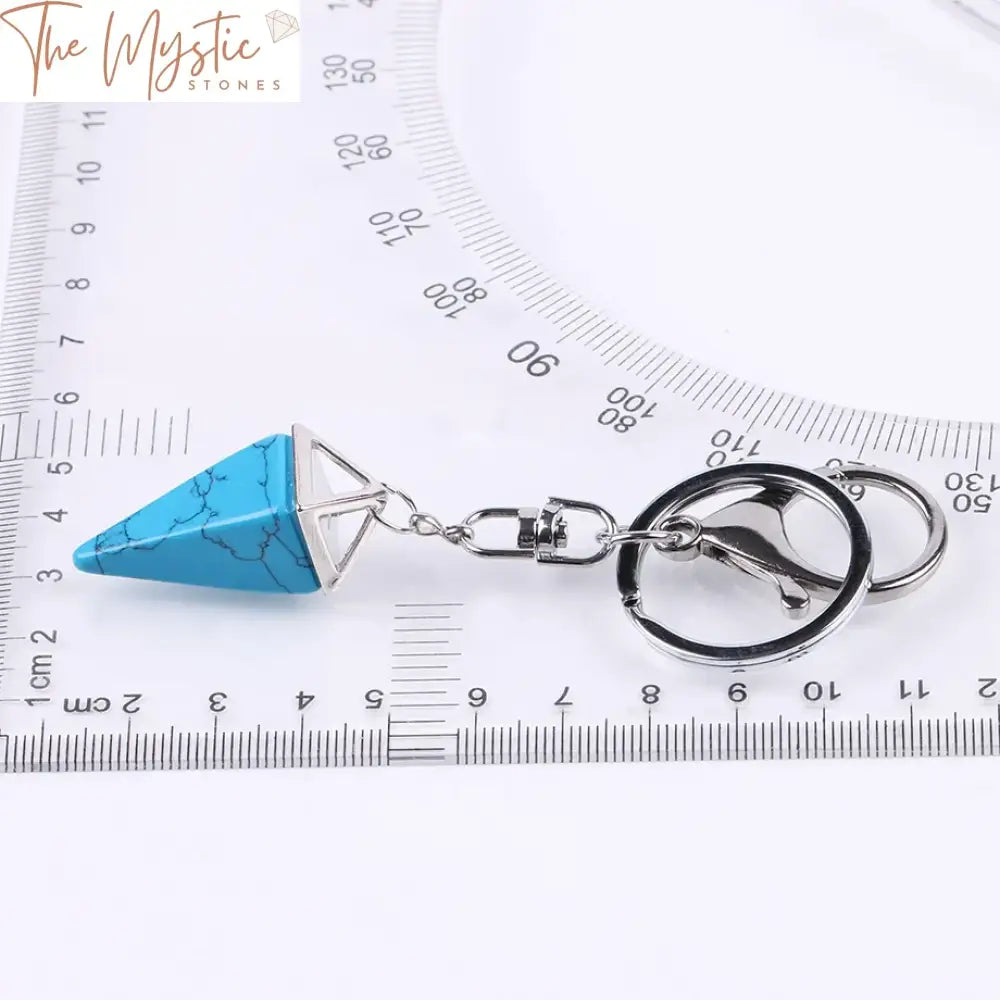 Pyramid Quartz Keychain With Lobster Clasp