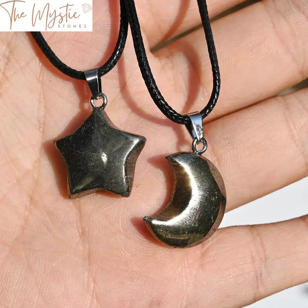 Pyrite Star & Moon Pendant