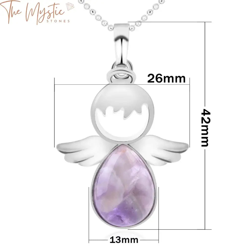 Quartz Angel Wings Pendant Necklace