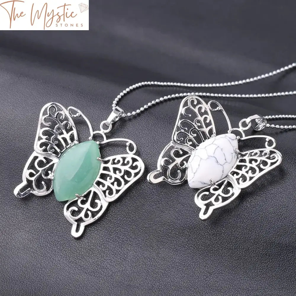 Quartz Butterfly Pendant Necklace