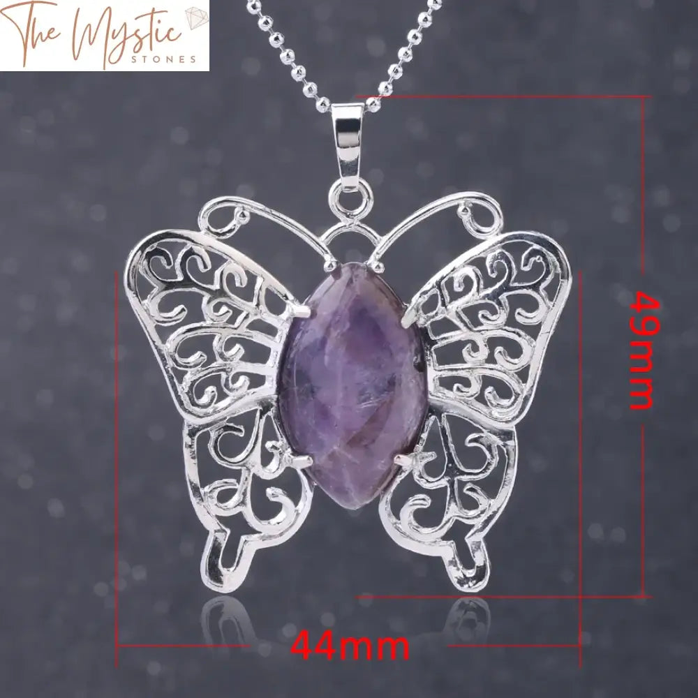 Quartz Butterfly Pendant Necklace