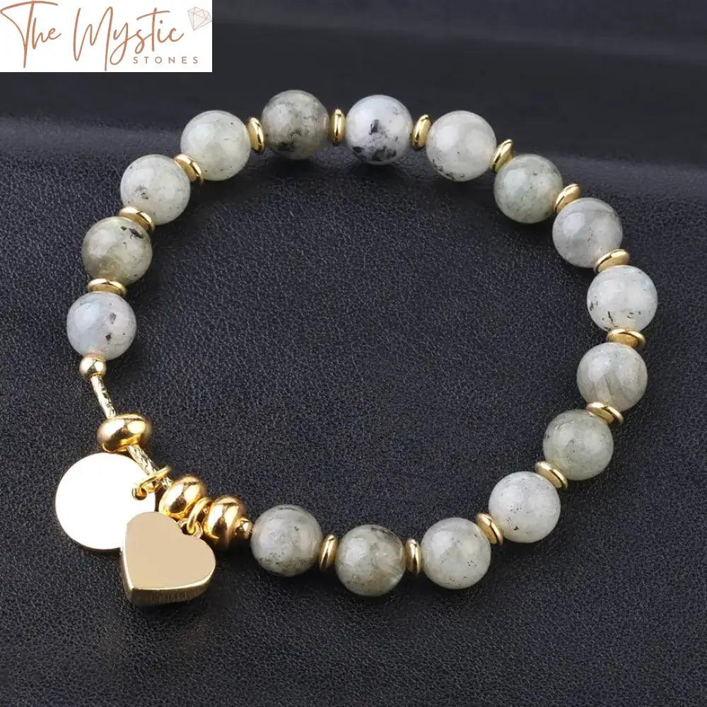 Quartz & Pearl Heart Charm Bracelet