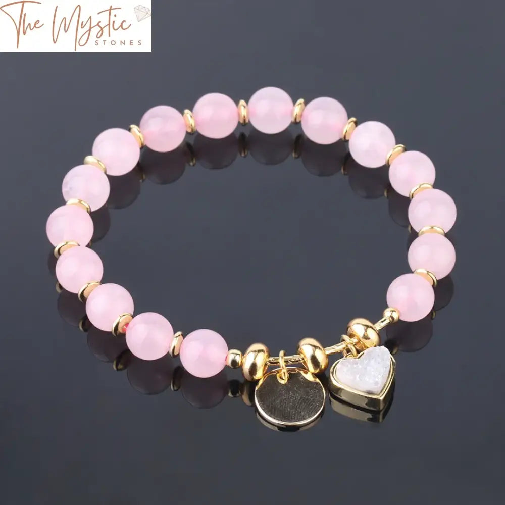 Quartz & Pearl Heart Charm Bracelet