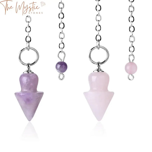 Pink Quartz Tiger Eye Pendulum Cone made from natural stone, featuring a smooth, tapered design.