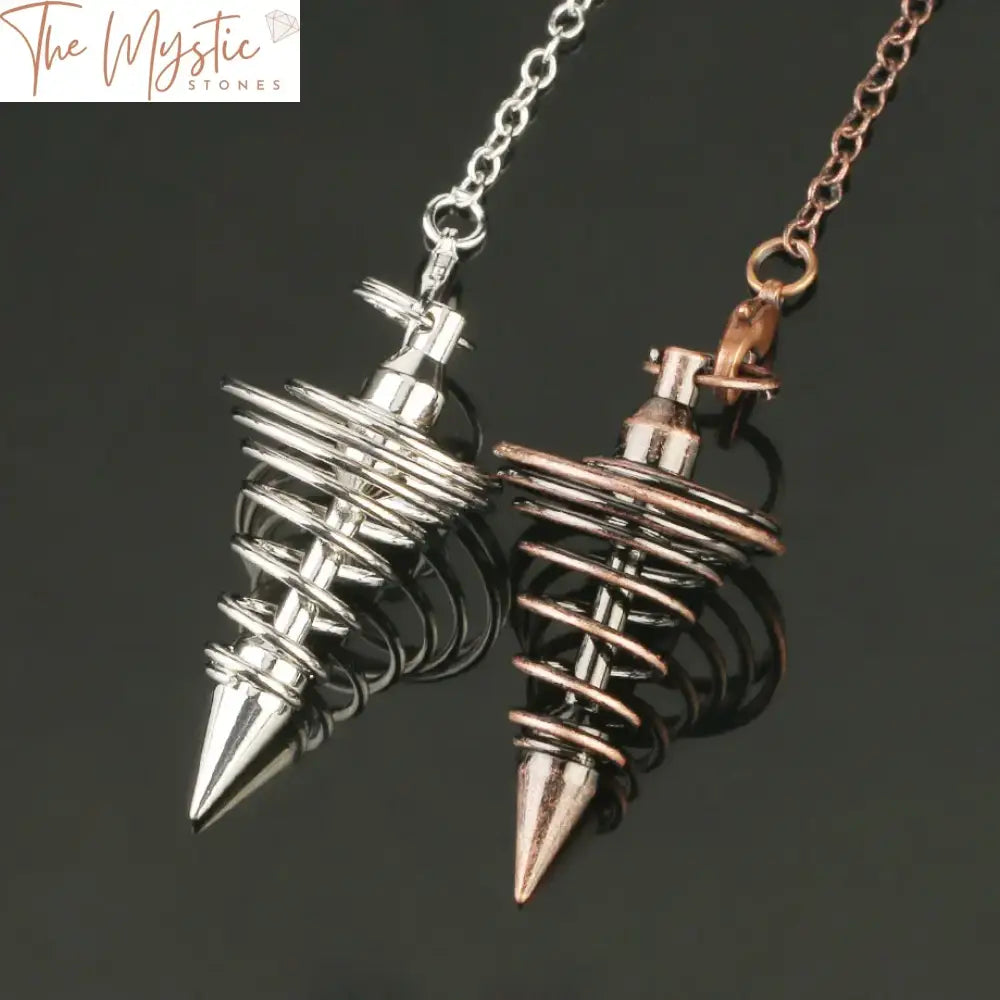 Radiesthesia Spiral Cone Metal Pendulum - Antique Gold And Silver