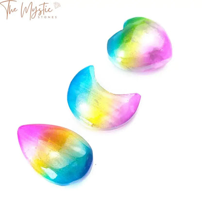 Rainbow Aura Selenite Worry Stone