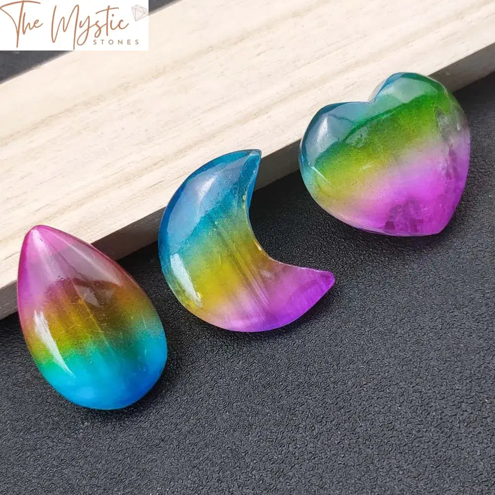 Rainbow Aura Selenite Worry Stone