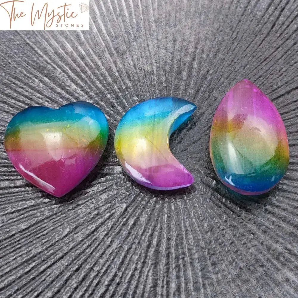 Rainbow Aura Selenite Worry Stone