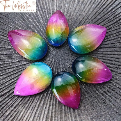 Rainbow Aura Selenite Worry Stone