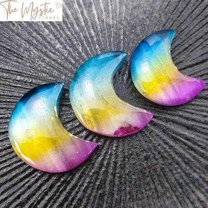 Rainbow Aura Selenite Worry Stone