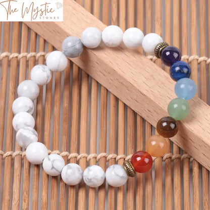 Rainbow Chakra White Howlite Bracelet