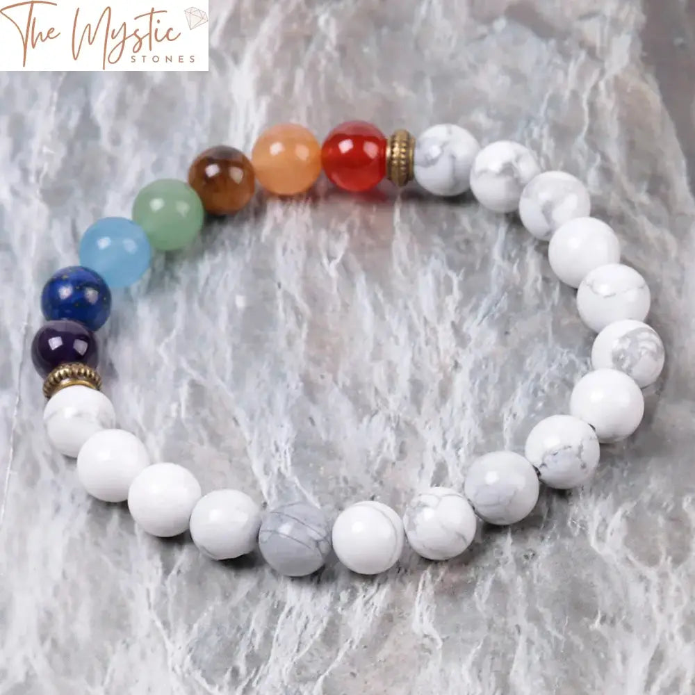 Rainbow Chakra White Howlite Bracelet