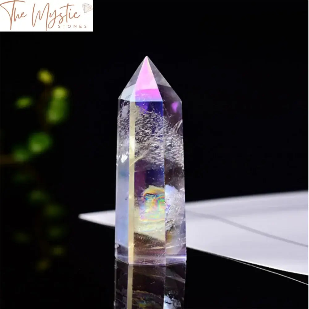 Rainbow Electroplated Clear Quartz Crystal Wand