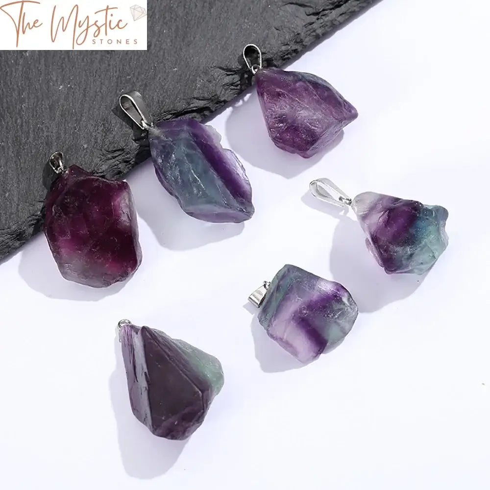 Rainbow Fluorite Raw Pendant