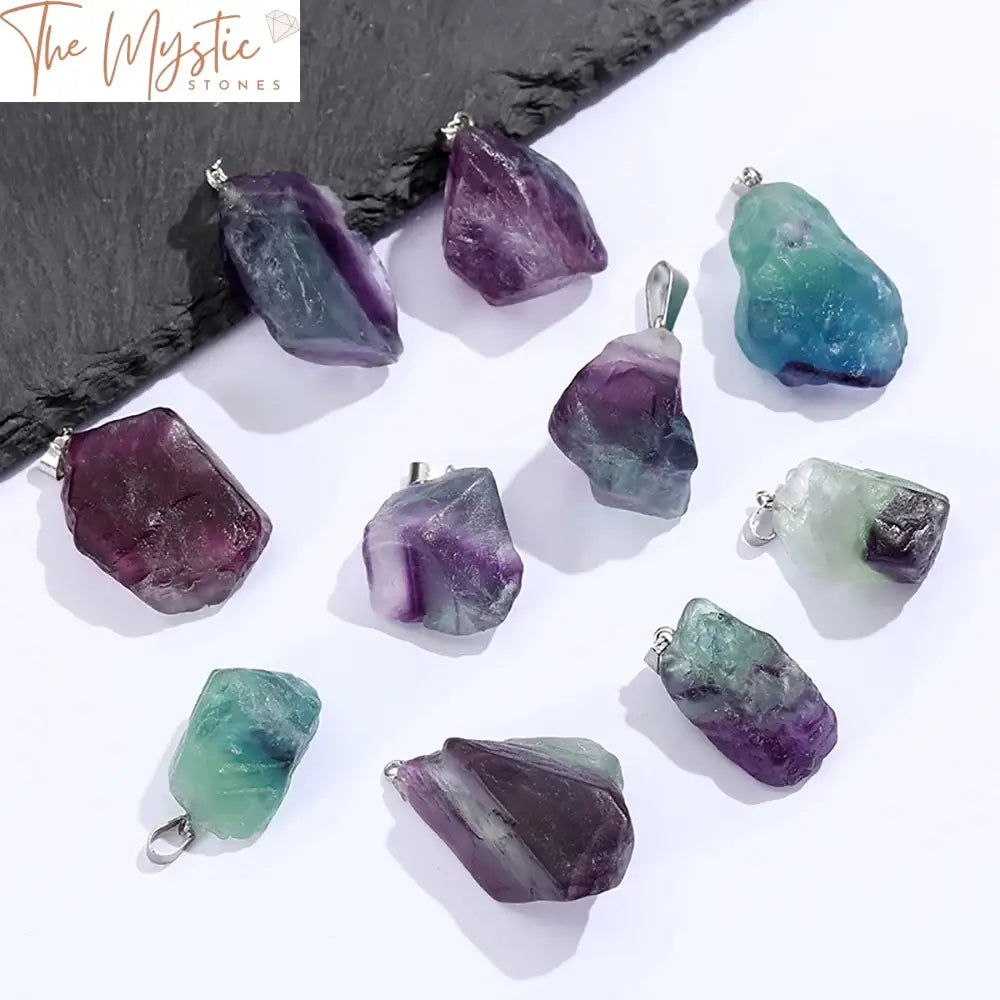 Rainbow Fluorite Raw Pendant