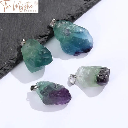 Rainbow Fluorite Raw Pendant