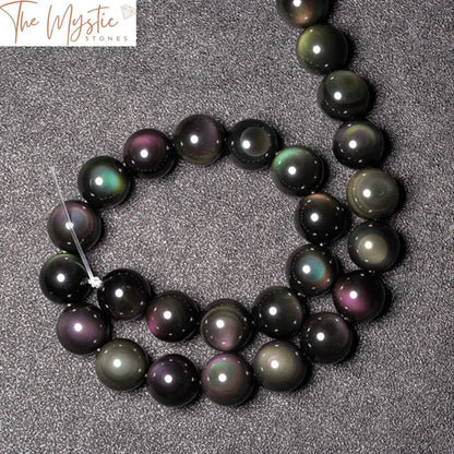 Rainbow Obsidian Cat’s Eye Sphere Beads 18Mm - 20Pcs