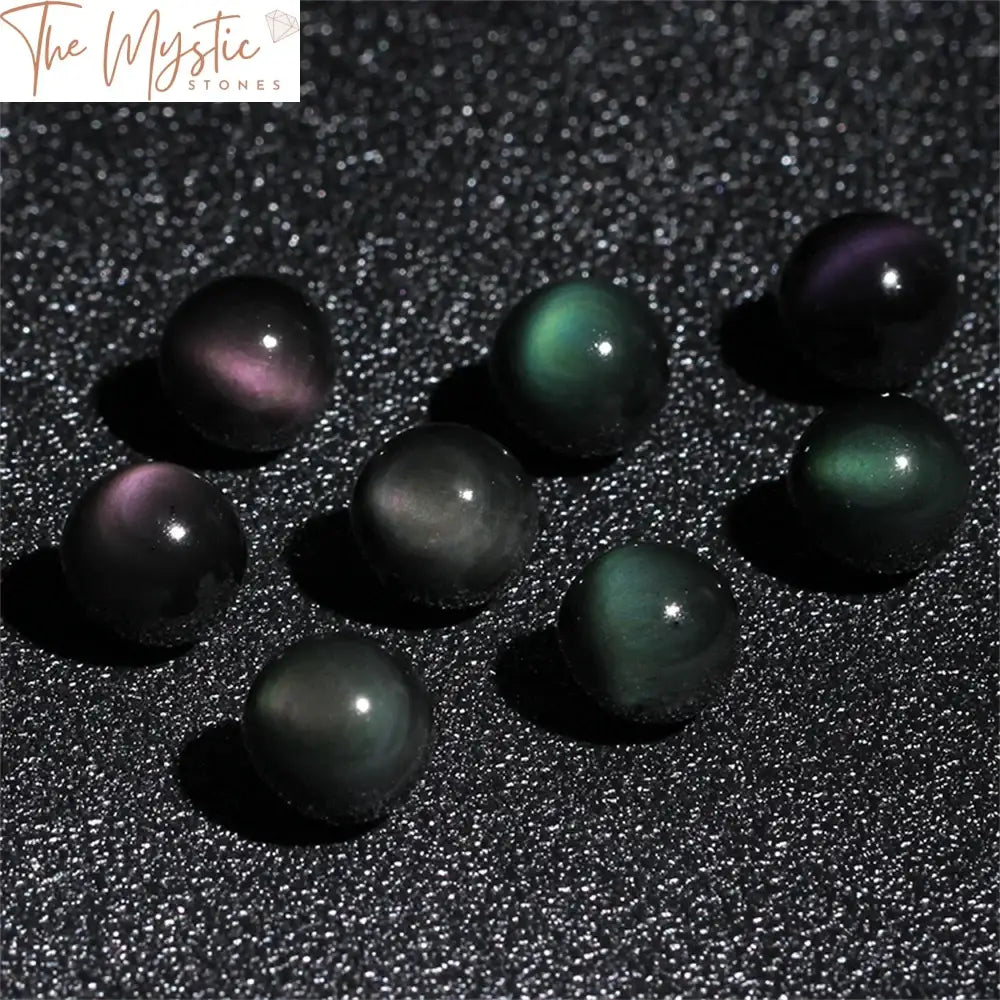 Rainbow Obsidian Cat’s Eye Sphere Beads 18Mm - 20Pcs