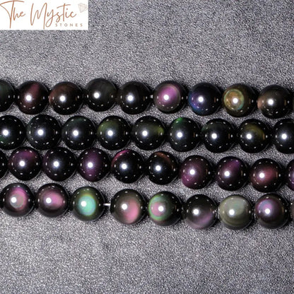 Rainbow Obsidian Cat’s Eye Sphere Beads 18Mm - 20Pcs