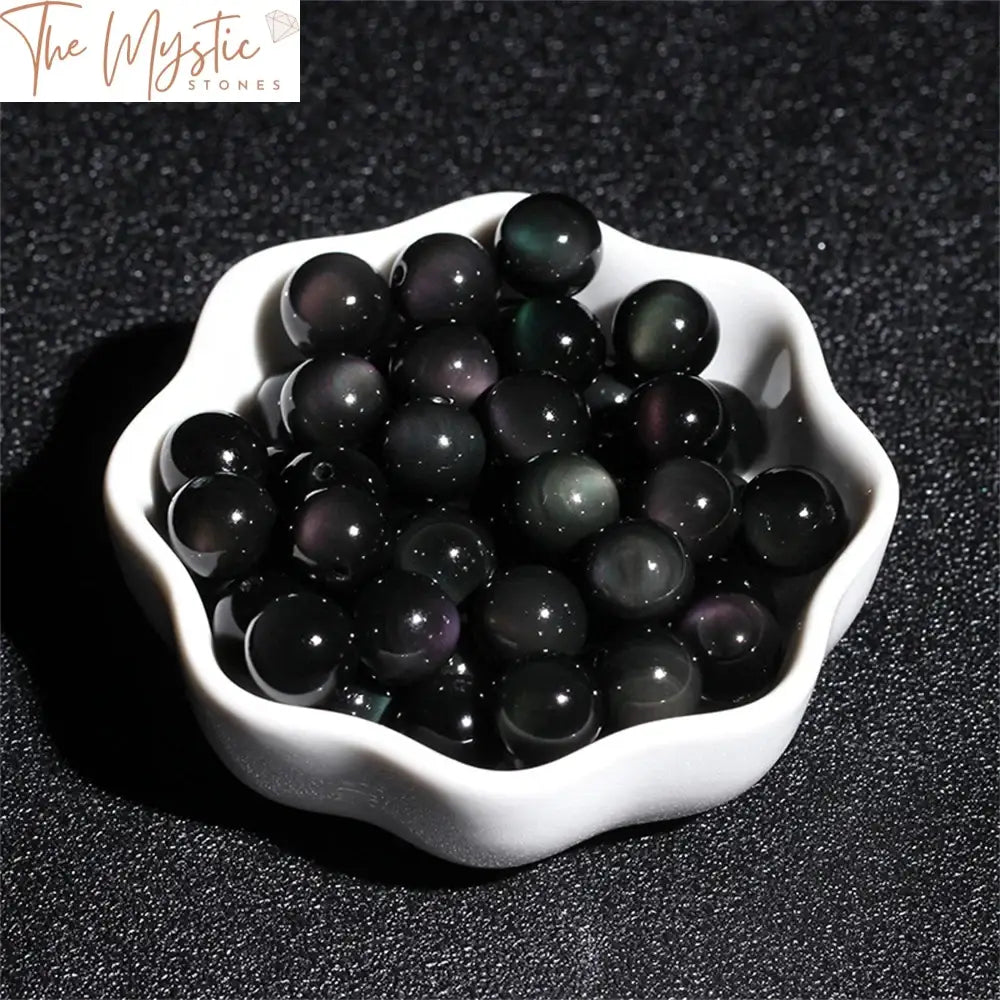 Rainbow Obsidian Cat’s Eye Sphere Beads 18Mm - 20Pcs