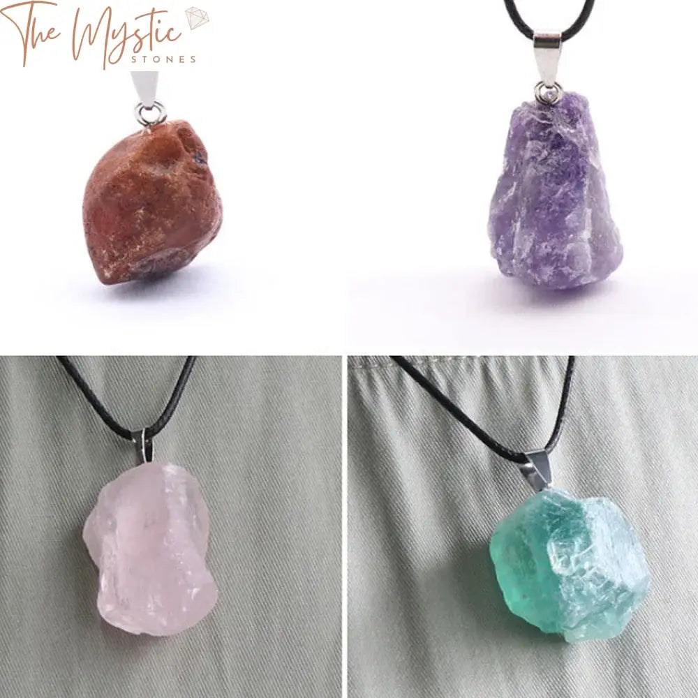 Raw Quartz Crystal Chakra Pendant