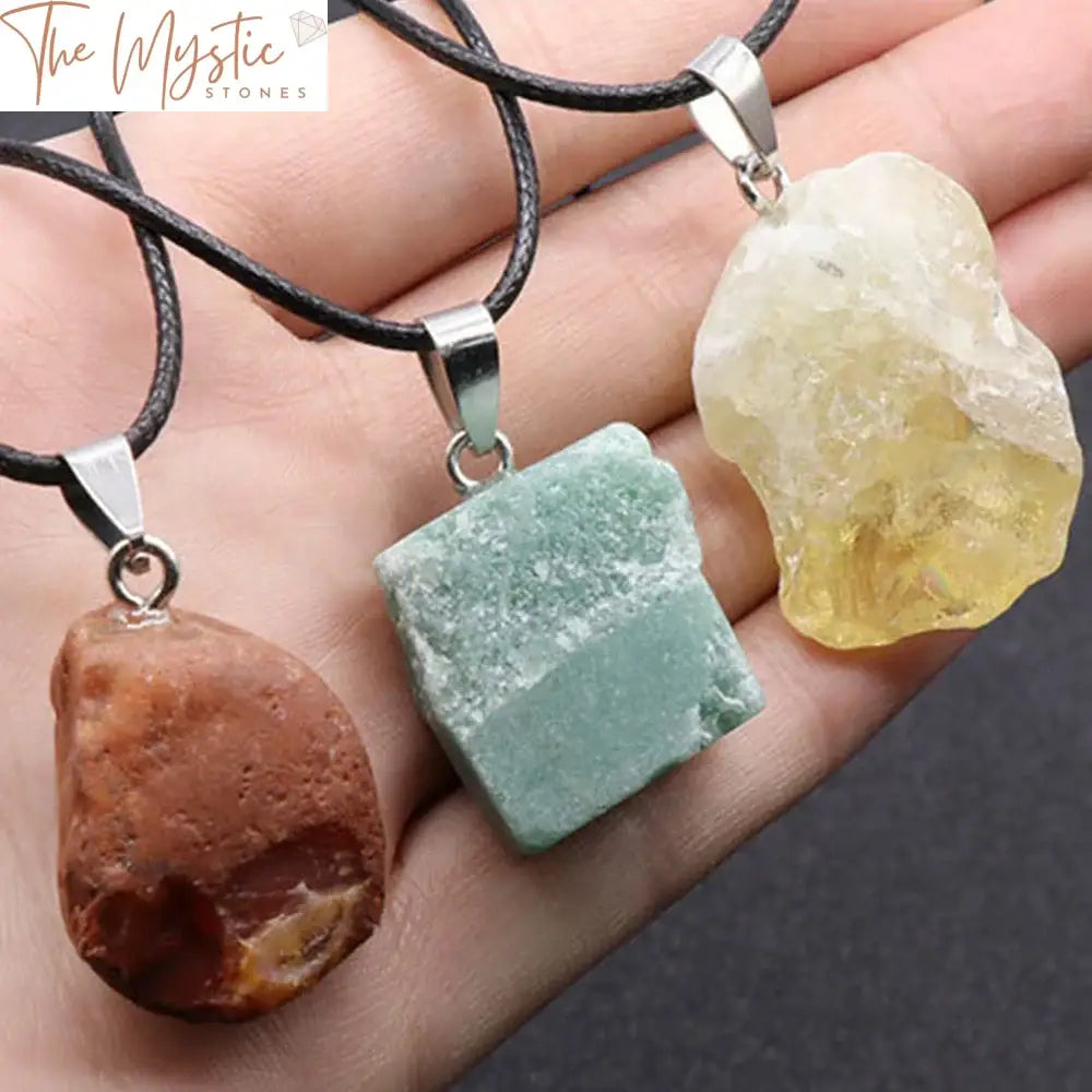 Raw Quartz Crystal Chakra Pendant