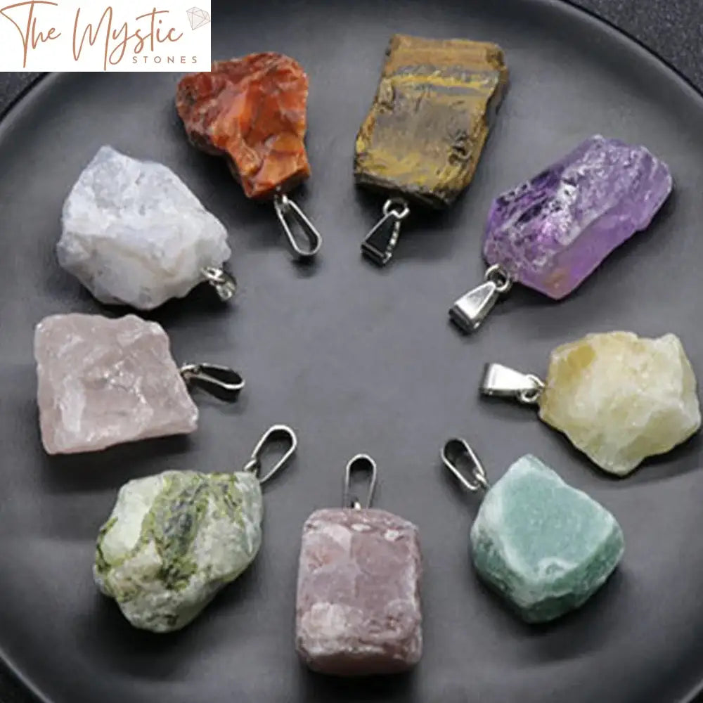 Raw Quartz Crystal Chakra Pendant