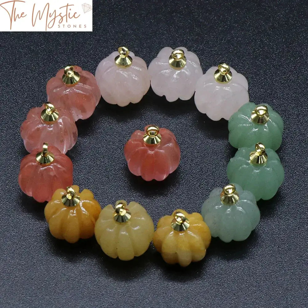 Red Agate Mini Pumpkin Charms - 2Pcs