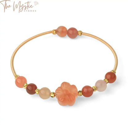 Red Agate Rose Gold Wire-Wrapped Cuff Bracelet