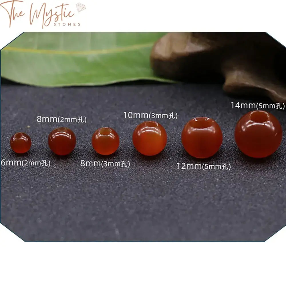 Red Agate Stone Beads 10Pcs - Large Hole Round Crystal