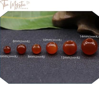 Red Agate Stone Beads 10Pcs - Large Hole Round Crystal