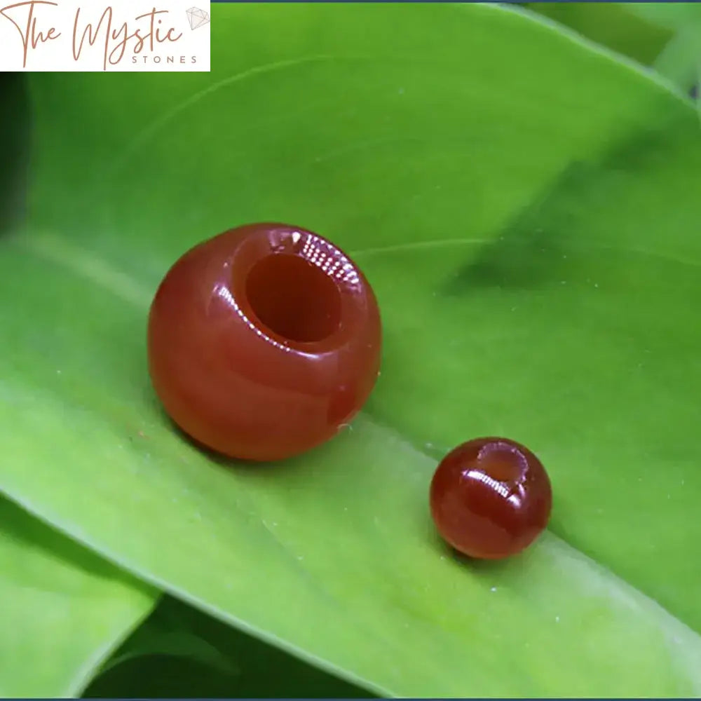 Red Agate Stone Beads 10Pcs - Large Hole Round Crystal