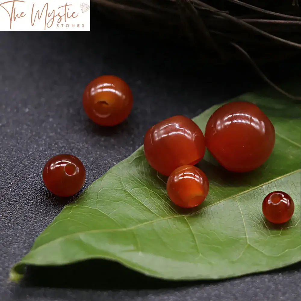 Red Agate Stone Beads 10Pcs - Large Hole Round Crystal