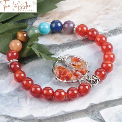 Red Agate Tree Of Life Onyx Bracelet