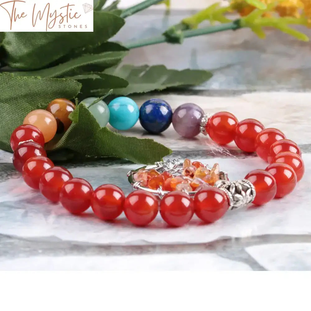 Red Agate Tree Of Life Onyx Bracelet