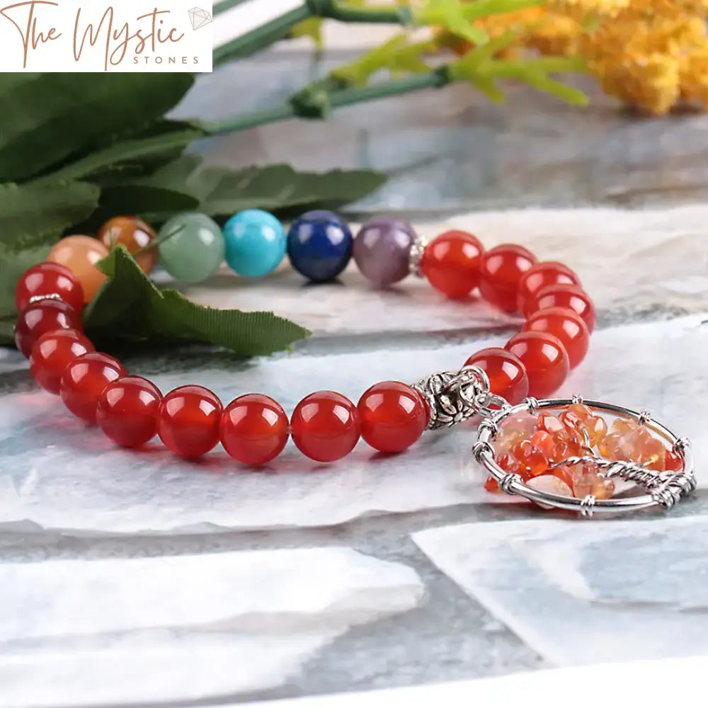 Red Agate Tree Of Life Onyx Bracelet