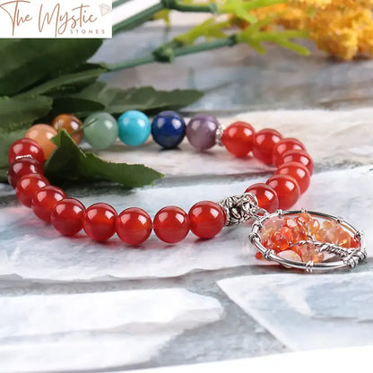 Red Agate Tree Of Life Onyx Bracelet