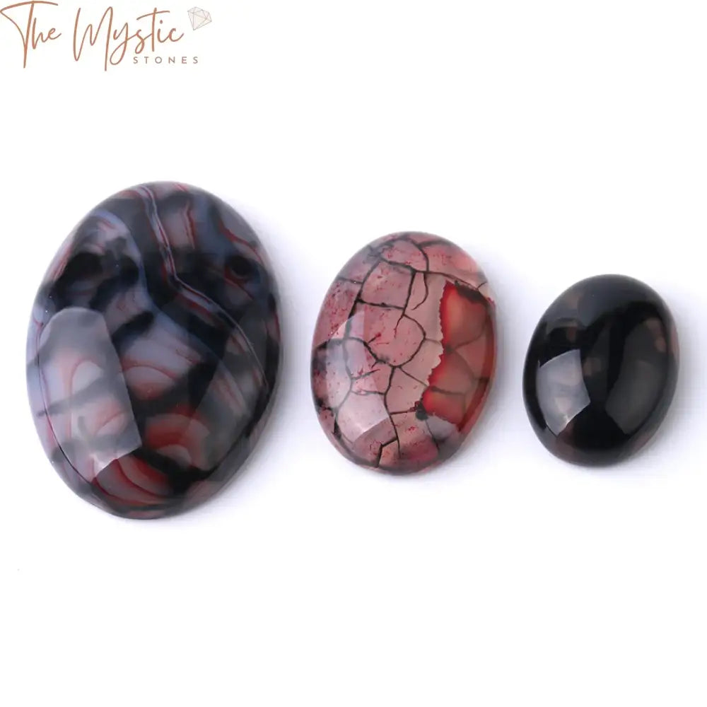 Red Dragon Veins Oval Cabochon Beads