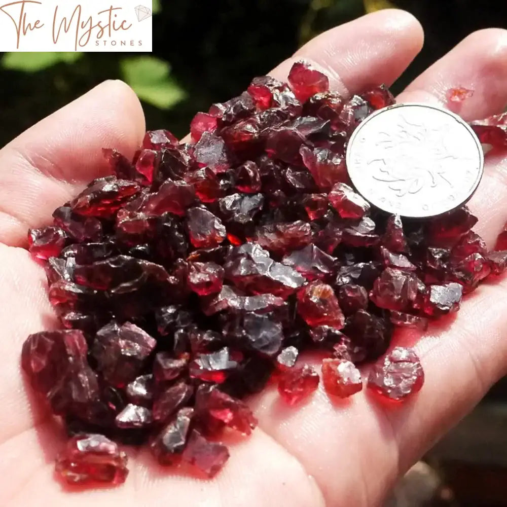 Red Garnet Quartz Crystal Gravel - 100G