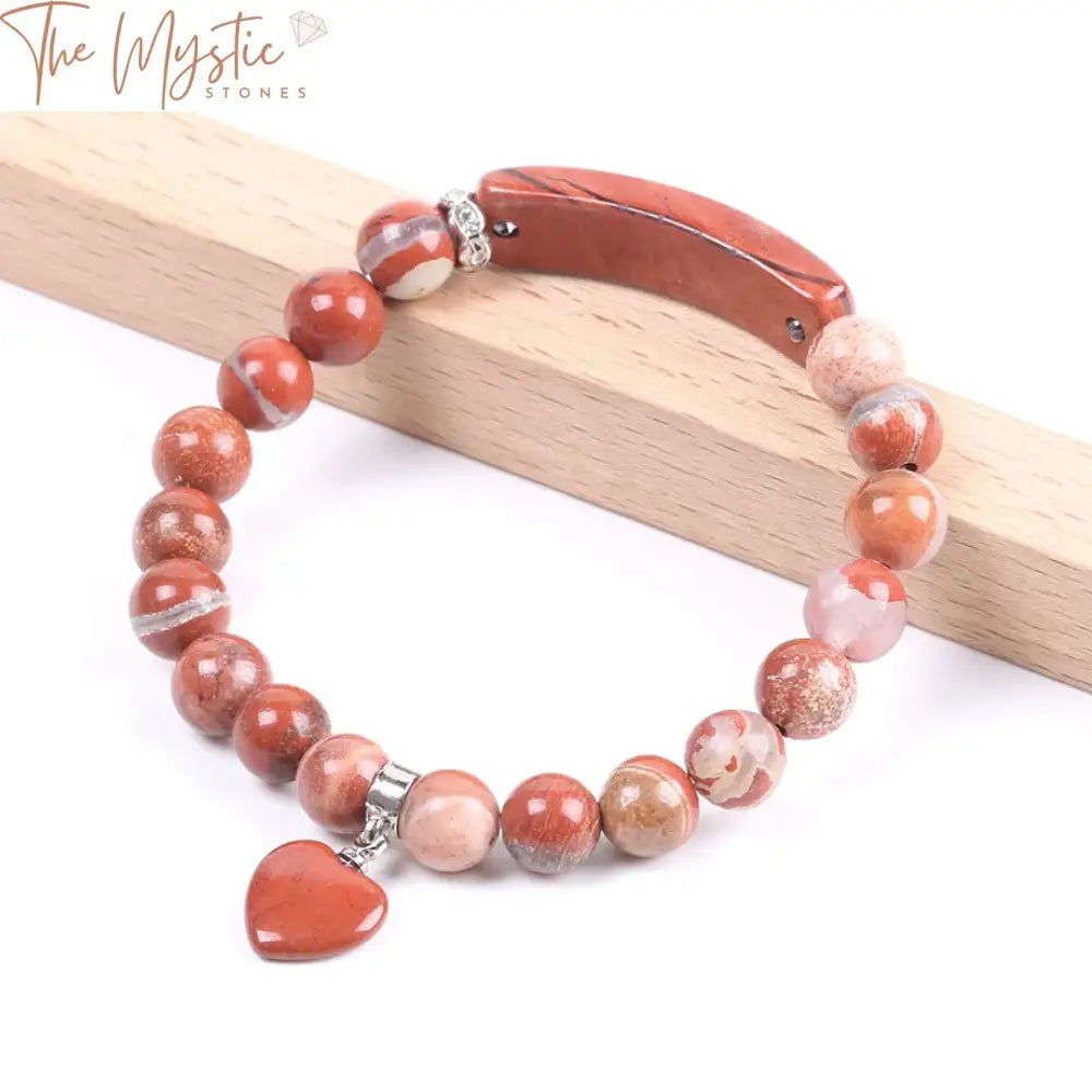 Red Gemstone Heart Charm Bracelet