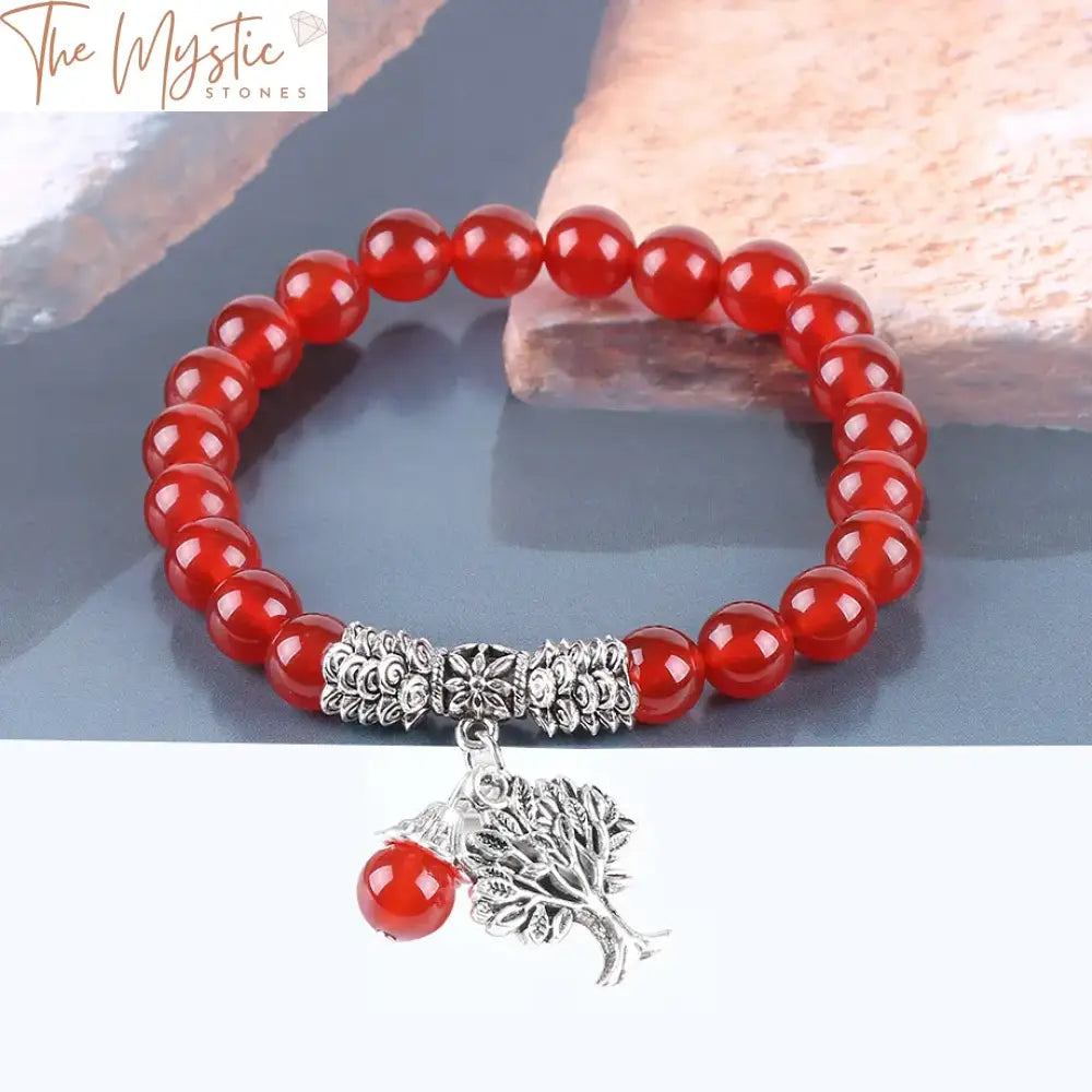 Red Onyx Tree Of Life Healing Bracelet