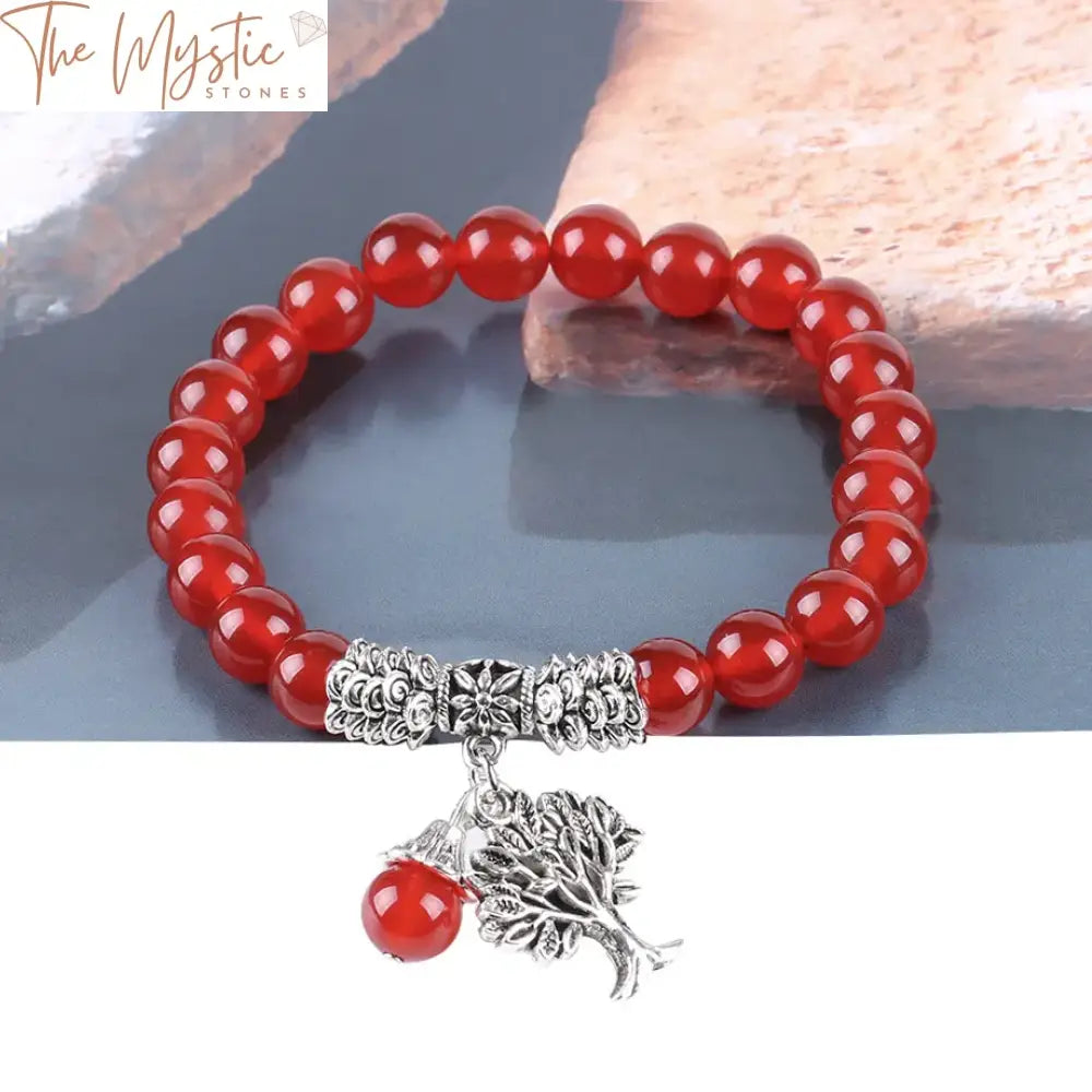 Red Onyx Tree Of Life Healing Bracelet