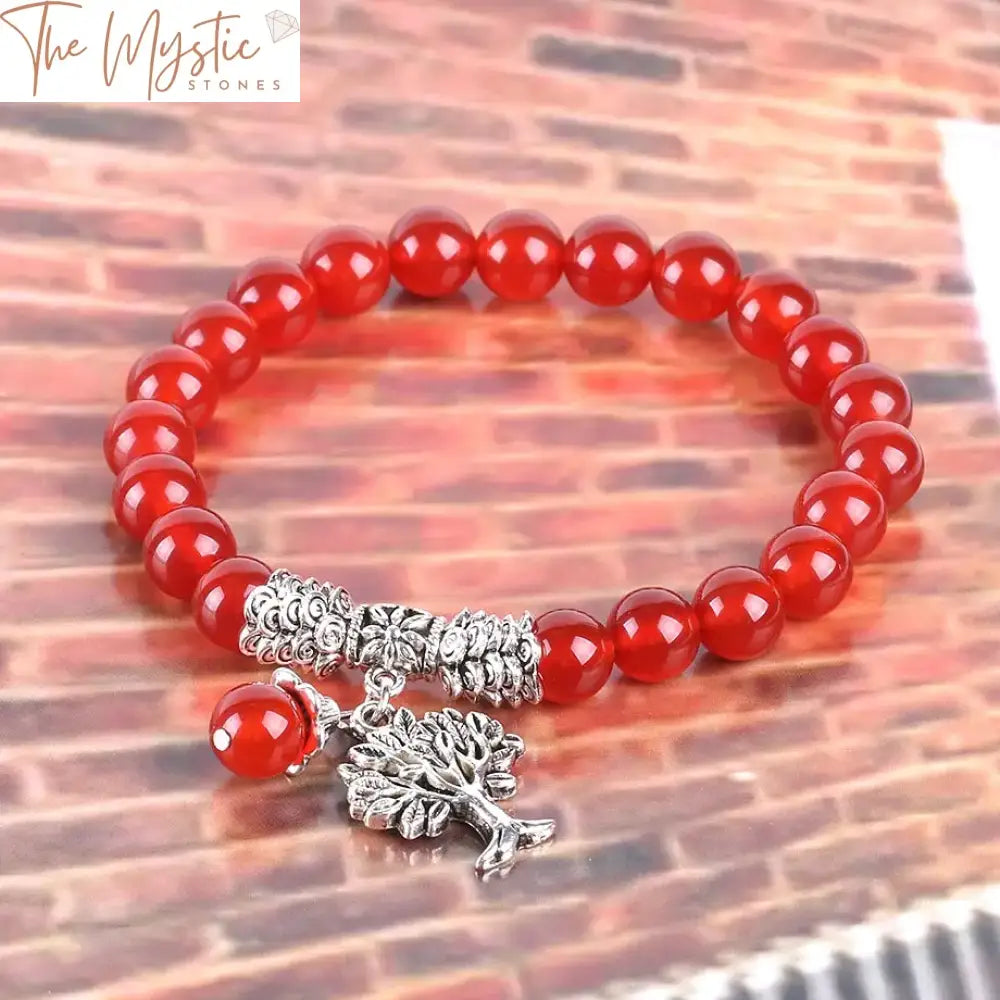 Red Onyx Tree Of Life Healing Bracelet