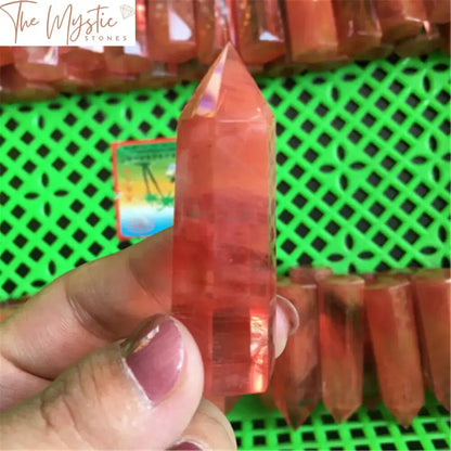 Red Smelting Quartz Crystal Healing Wand