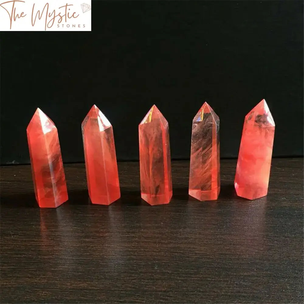 Red Smelting Quartz Crystal Healing Wand