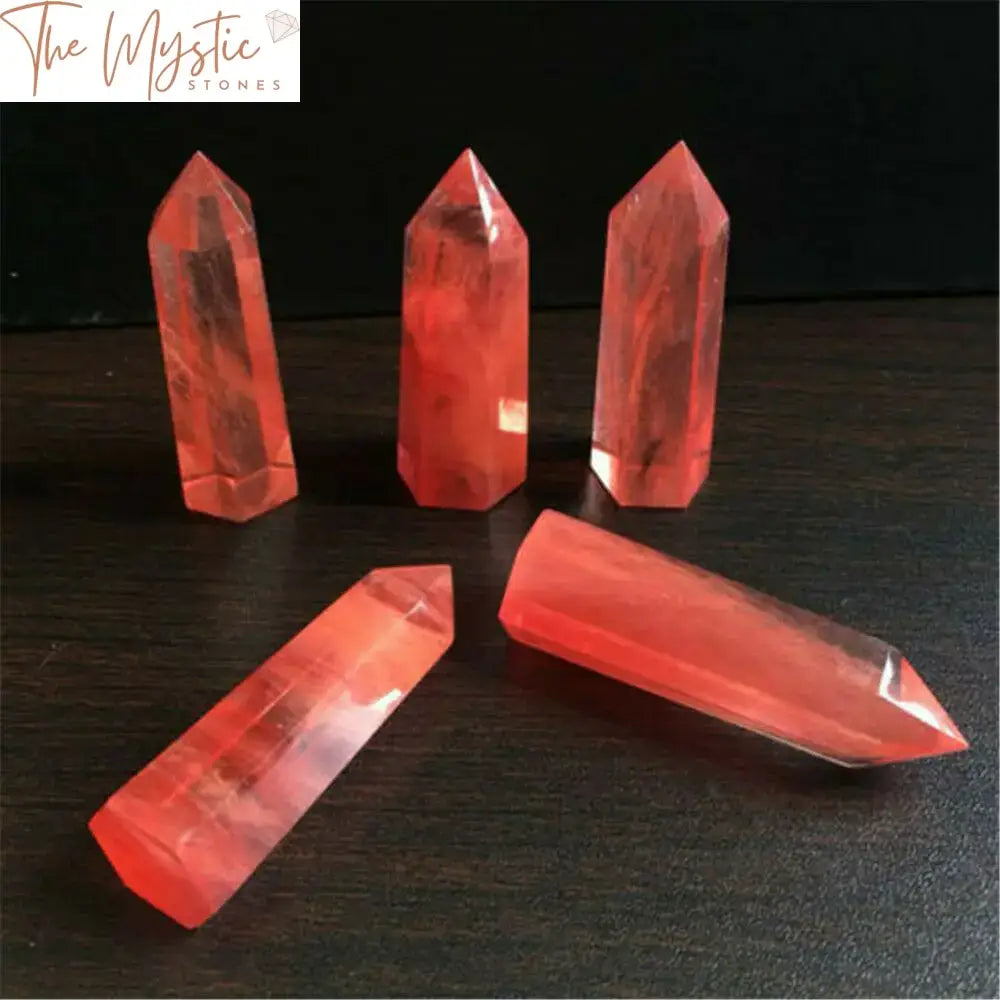 Red Smelting Quartz Crystal Healing Wand