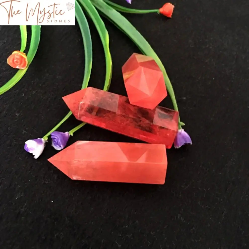 Red Smelting Quartz Crystal Healing Wand