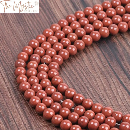 Red Stone Round Beads