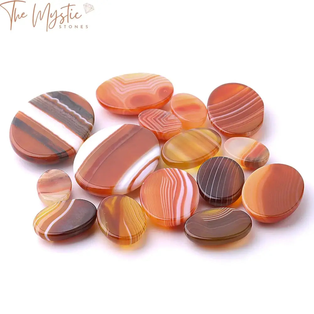 Red Striped Agate Cabochon Beads