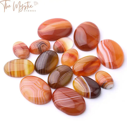 Red Striped Agate Cabochon Beads